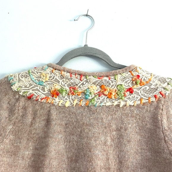 Free People Wool Blend Lace Sweater With Floral Detail - Picture 5 of 9